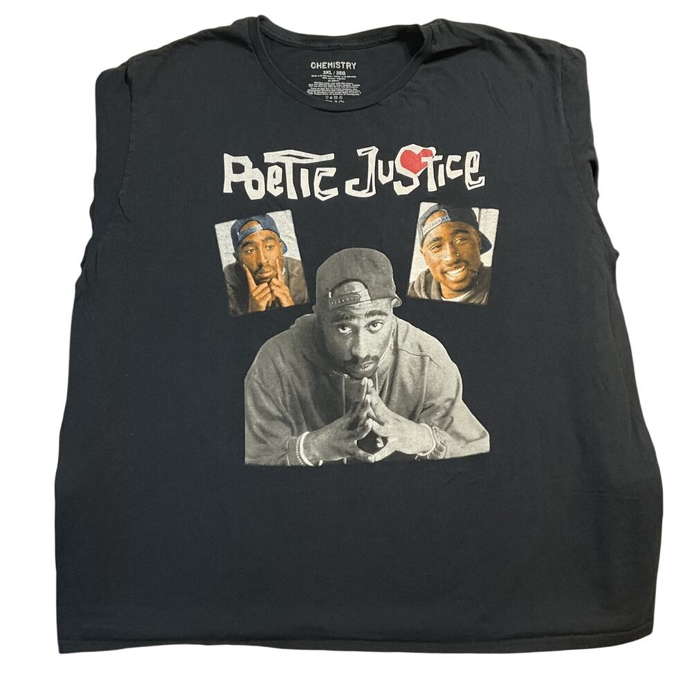 Chemistry Men Shirt 3XL Black Graphic Print Poetic Justice Tee Short Sleeve